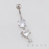 CELESTIAL STAR CZ DANGLE HEART CZ PLANET SATURN BELLY NAVEL RING 316L SURGICAL STEEL
